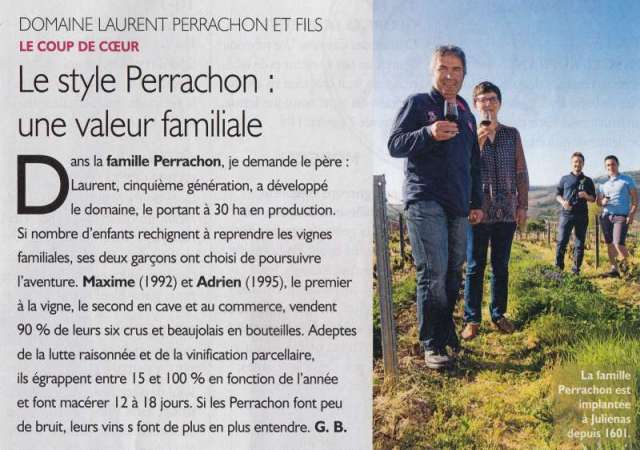 Laurent Perrachon et Fils coup de coeur Revue des Vins de France